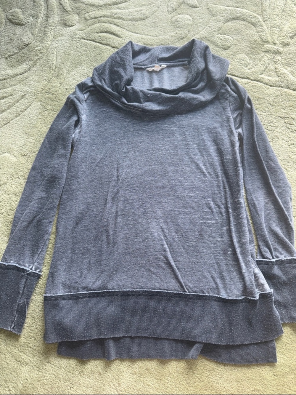 Lucky Brand Slate Gray Cowl Neck Lightweight Basic Neutral Sweater